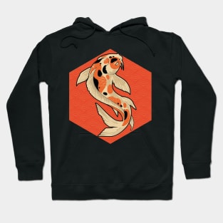 Koi Fish and Red Waves Hoodie